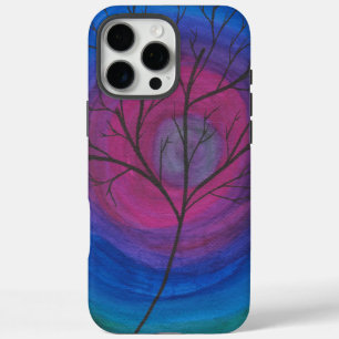 Surreal Tree Silhouette with Vivid Cosmic Swirls iPhone 16 Pro Max Case