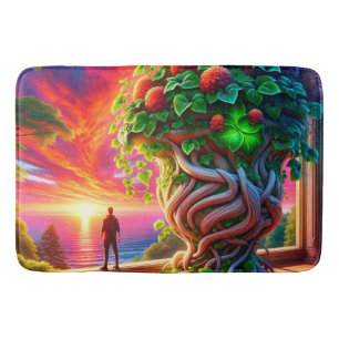 Surreal Tree Sunset Scene Bath Mat