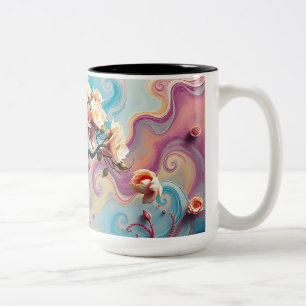 Surreal Tree with Blooming Flowers Two-Tone Coffee Mug