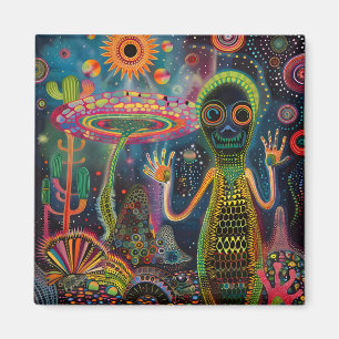 Surreal Trippy Whimsical Psychedelic Flowers Magnet