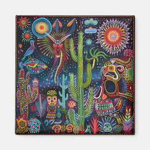 Surreal Trippy Whimsical Psychedelic Flowers Magnet