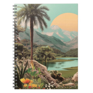 Surreal Tropical Lake With Palm Trees Notebook