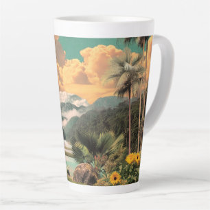 Surreal Tropical Valley With Palm Trees Latte Mug