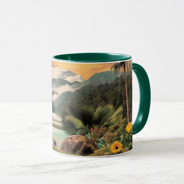 Surreal Tropical Valley With Palm Trees Mug (Front Right)