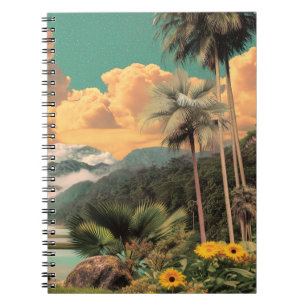 Surreal Tropical Valley With Palm Trees Notebook