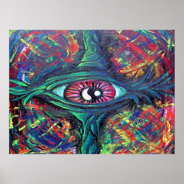 Surreal Twisted Trippy Eye Visionary Oil Painting  Poster (Front)