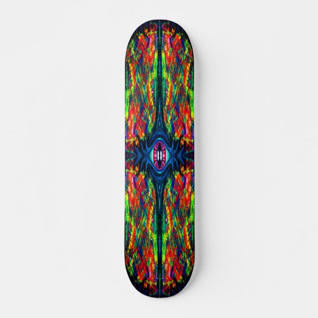 Surreal Twisted Trippy Eye Visionary Oil Painting  Skateboard (Front)