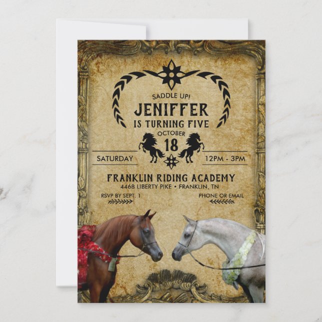 Surreal two horses painting.                       invitation (Front)