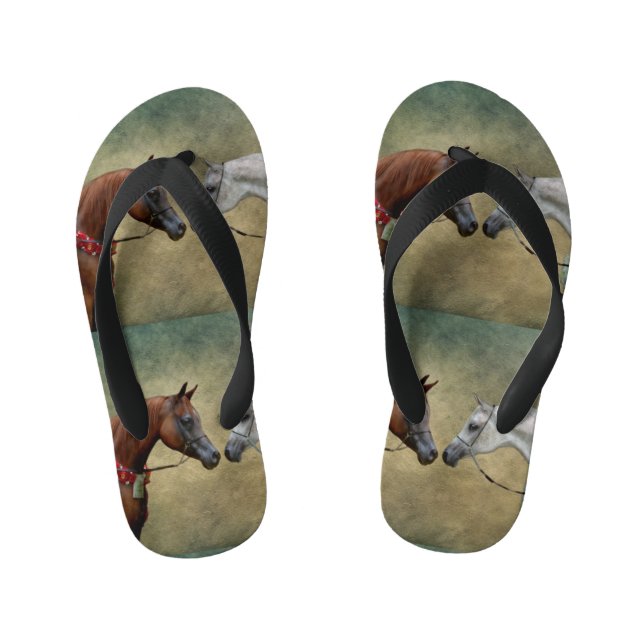 Surreal two horses painting. kid's thongs (Footbed)