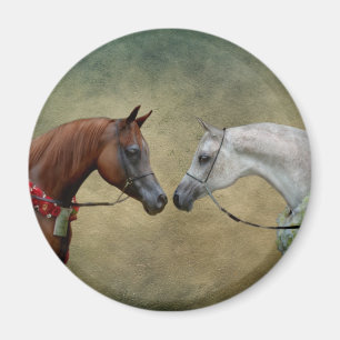 Surreal two horses painting. magnet