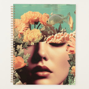 Surreal Underwater Portrait With Coral Flowers Planner