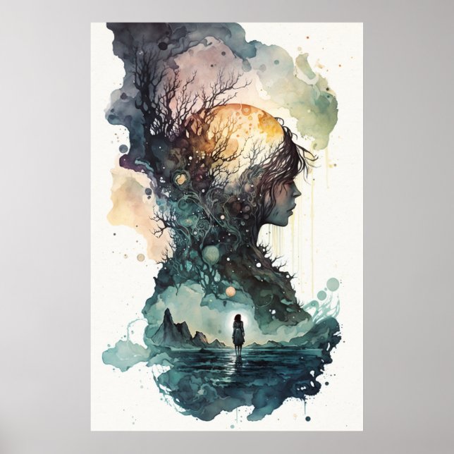 Surreal Watercolor Illustration Poster (Front)