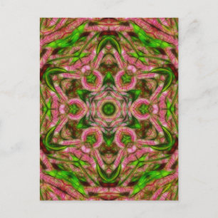 Surreal wattle kaleidoscope vertical postcard