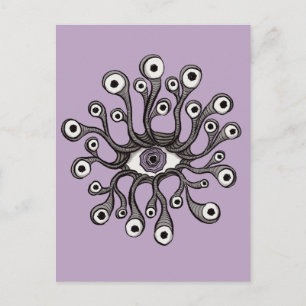 Surreal Weirdcore Eye Tentacle Artwork - Purple Postcard
