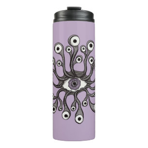 Surreal Weirdcore Eye Tentacle Artwork - Purple Thermal Tumbler