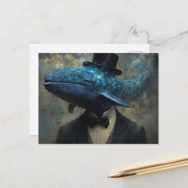 Surreal Whale in a Suit Postcard (Front/Back In Situ)