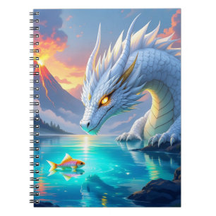 Surreal White Dragon and Gold Fish Notebook