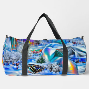 Surreal Winter Wonderland with Iridescent Lights Duffle Bag