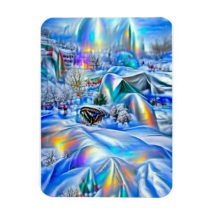 Surreal Winter Wonderland with Iridescent Lights Magnet