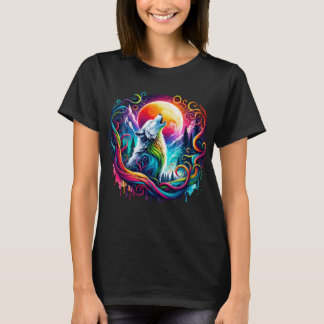 Surreal Wolf Howling at the Moon 02 T-Shirt