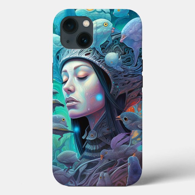 Surreal Woman Birds Visionary Art Case-Mate iPhone Case (Back)