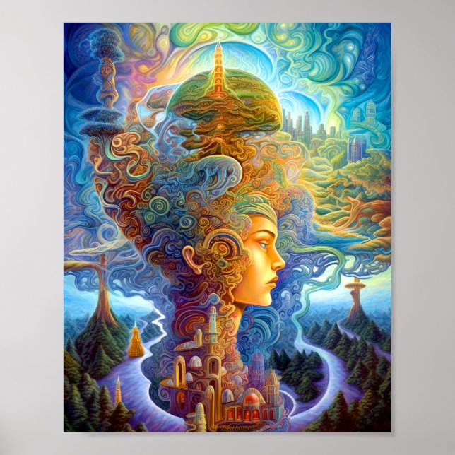 Surreal Woman Landscape Fantasy Art Poster (Front)