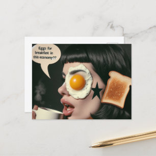 Surreal Woman Morning Coffee Eggs in this economy? Postcard