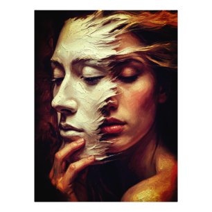 Surreal Woman Portrait with Painted Mask Photo Print