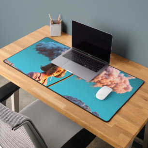 Surreal Woman with Palm Tree Desk Mat