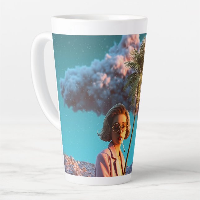 Surreal Woman with Palm Tree Latte Mug (Left Angle)