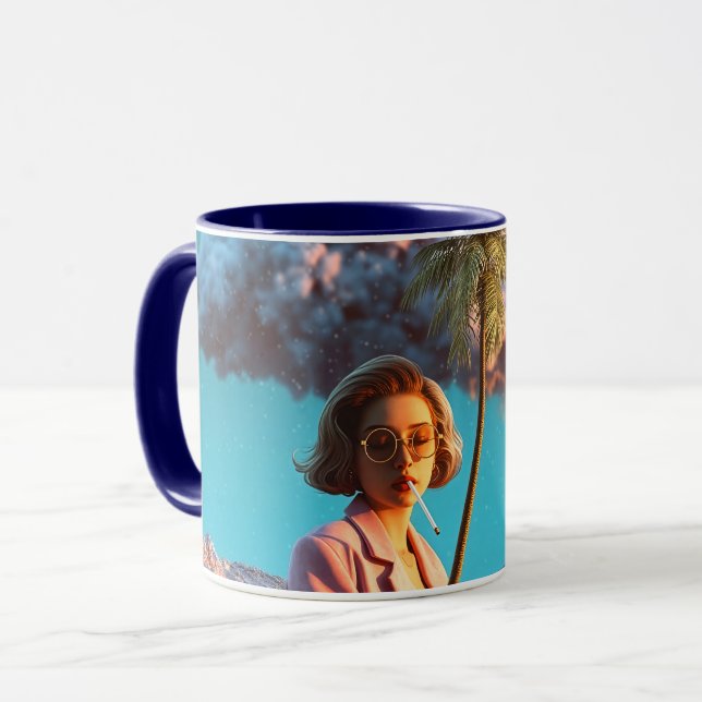 Surreal Woman with Palm Tree Mug (Front Left)