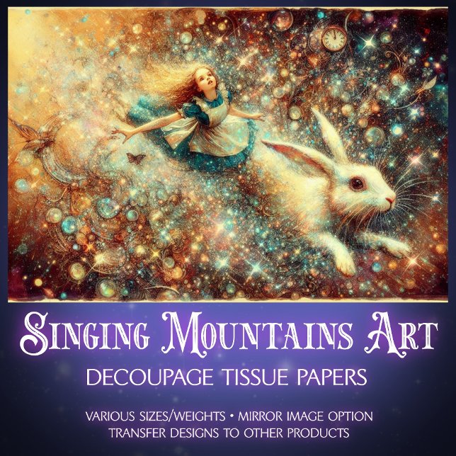 Surreal Wonderland Rabbit Hole Fantasy Decoupage Tissue Paper (Creator Uploaded)