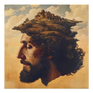 Surrealism Head and City Photo Print