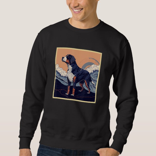 Surrealism Japanese Painting Greater Swiss Mountai Sweatshirt (Front)