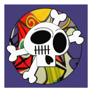 Surrealism Kawaii Goth Skull and Crossbones Photo Print