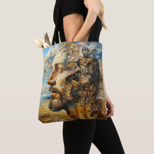 Surrealism Puzzle Head Tote Bag