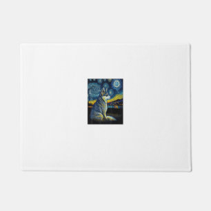 Surrealism Starry Night Alaskan Klee Kai dog Doormat
