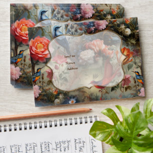 Surrealist Art with Flowers & Birds Envelope