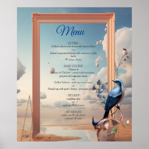 Surrealist Art with Flowers & Birds Poster