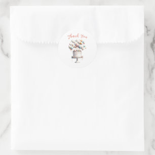 Surrealist, Balloons and Birthday Cake Thank You Classic Round Sticker