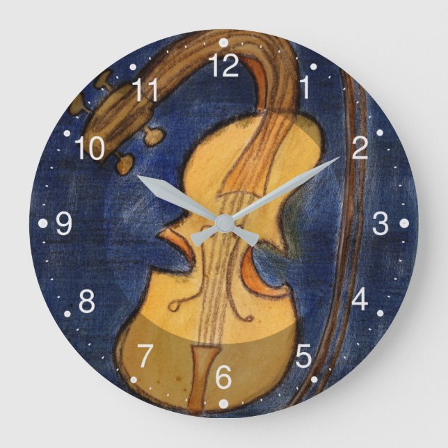 Surrealist violin large clock (Front)