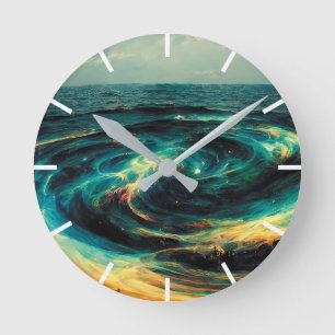 Surrealistic Art A Galaxy Of Ocean Round Clock