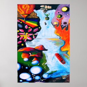 Surrealistic Dali Style Mushroom Wonderland Poster