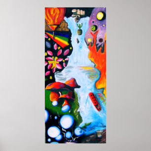 Surrealistic Fantasy Mushroom Wonderland Poster