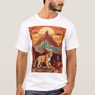 Surrealistic Mountain Lion with Native American Sy T-Shirt