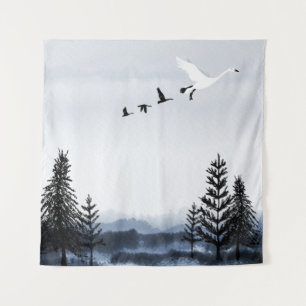 Surrealistic winter landscape  tapestry