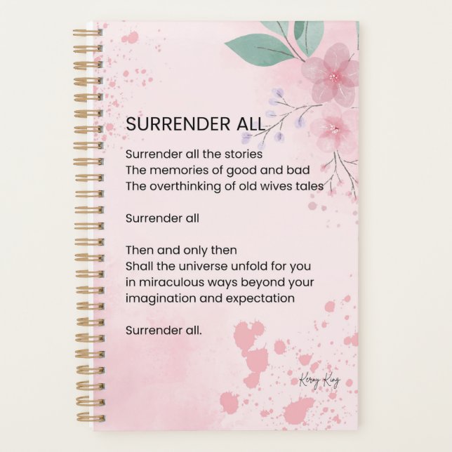  Surrender All - Motivational Empowerment Poem  Planner (Front)