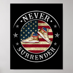 Surrender Gold Sneakers Flag Trump 2024 Poster