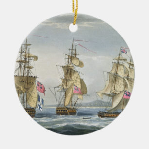 Surrender of the fort of Tamatave, engraved by T. Ceramic Tree Decoration