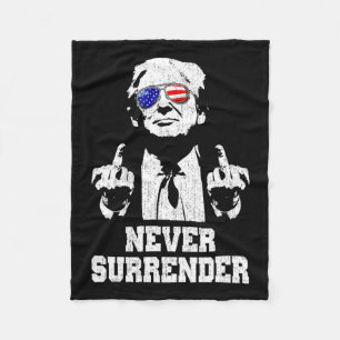 Surrender President Donald Trump Middle Finger  Fleece Blanket